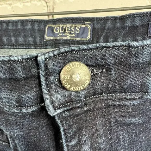 Guess Mid-Rise Flare Trouser Style Dark Wash Denim Jeans 28 - Picture 6 of 11